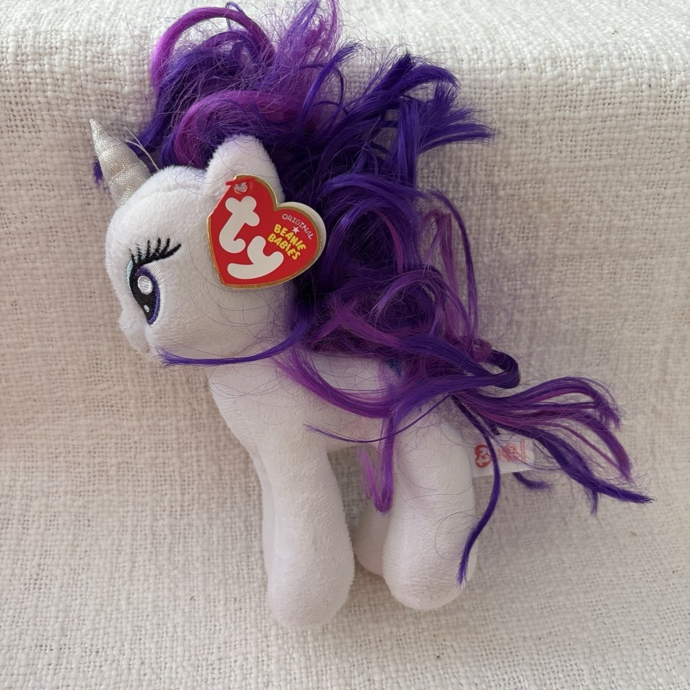 My Little Pony Sparkle Rarity‎ TY Plush 7" Tinsel Hair Stuffed Animal Gift